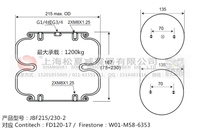 JBF215/230-2橡膠<a href='http://huichaozhifu.com/' target='_blank'><u>空氣彈簧</u></a>