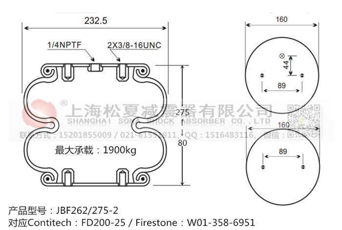 JBF262/275-2橡膠<a href='http://huichaozhifu.com/' target='_blank'><u>空氣彈簧</u></a>