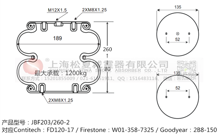 JBF203/260-2橡膠<a href='http://huichaozhifu.com/' target='_blank'><u>空氣彈簧</u></a>